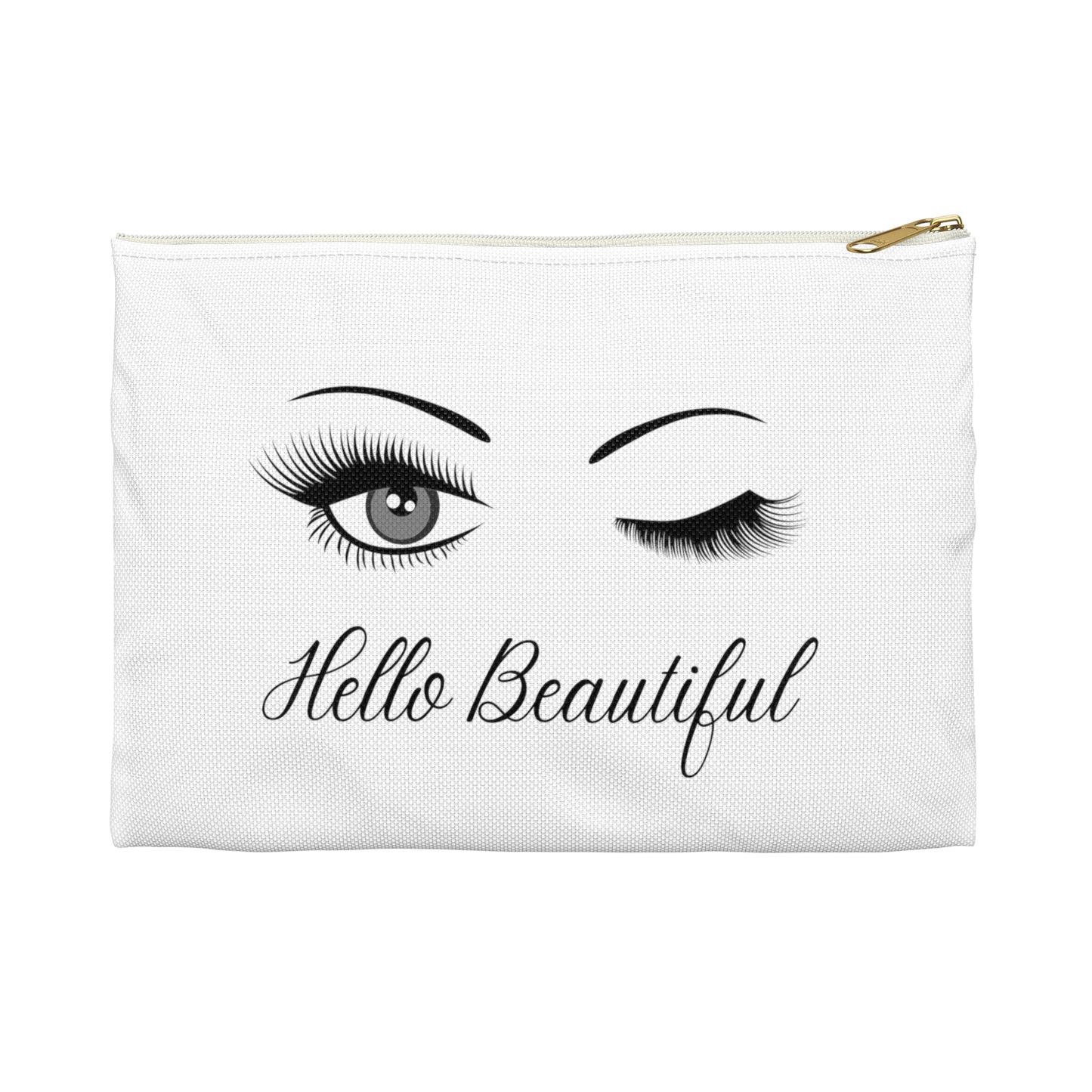 Winking Eyes Makeup bag for Women, Cosmetic Bag Aesthetic Design, Pencil Case for Girls, Cute Winking Eyes Makeup Organizer with Zipper - White