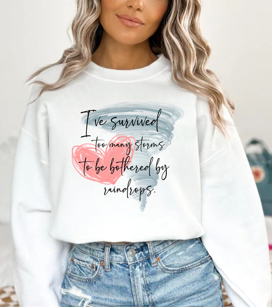 I’ve Survived Too Many Storms Gildan Sweatshirt – Inspirational Quote