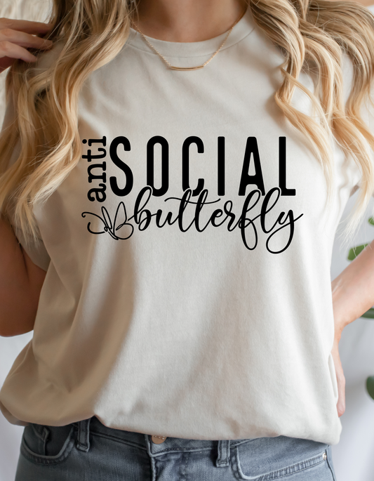 Anti-Social Butterfly Womens Graphic Tee